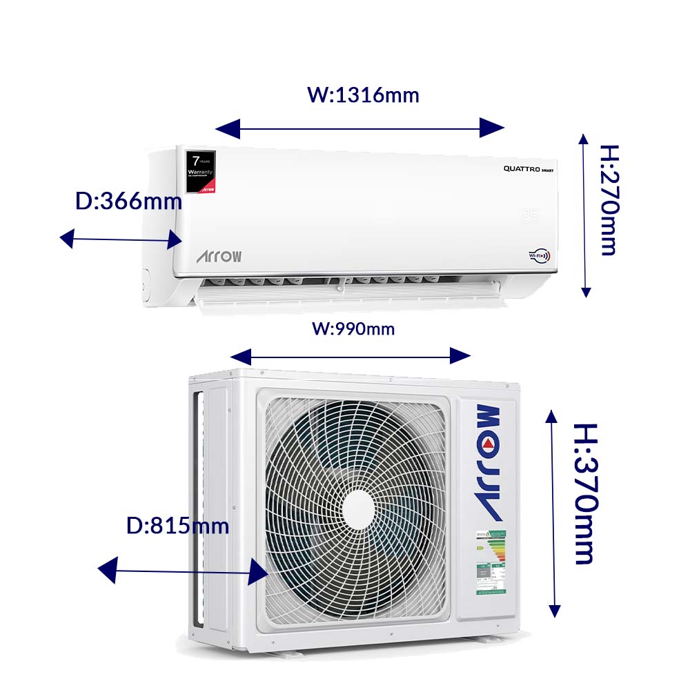 Arrow Split Air Conditioner 30000 BTU – cold only– Smart Wi-Fi – Copper Condenser - أرو
