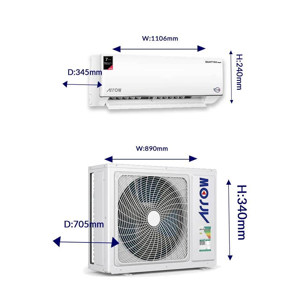 Arrow Split Air Conditioner 24000 BTU – Cooling Only – Smart Wi-Fi – Copper Condenser