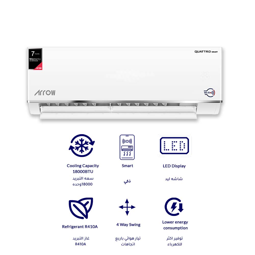 ARROW Smart Split Air Conditioner 18000 BTU – Turbo Cooling and Wi-Fi Control
