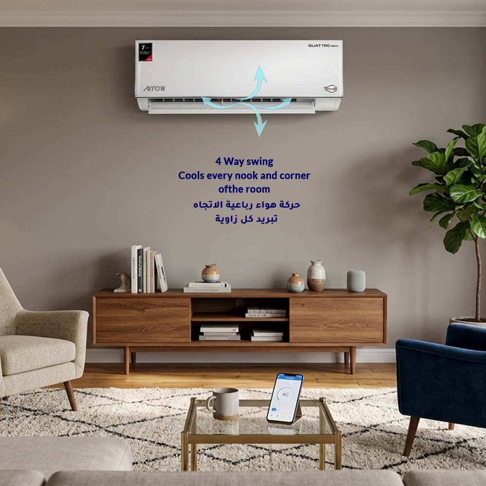 ARROW Smart Split Air Conditioner 12400 BTU – Cooling Only & Wi-Fi Control - أرو